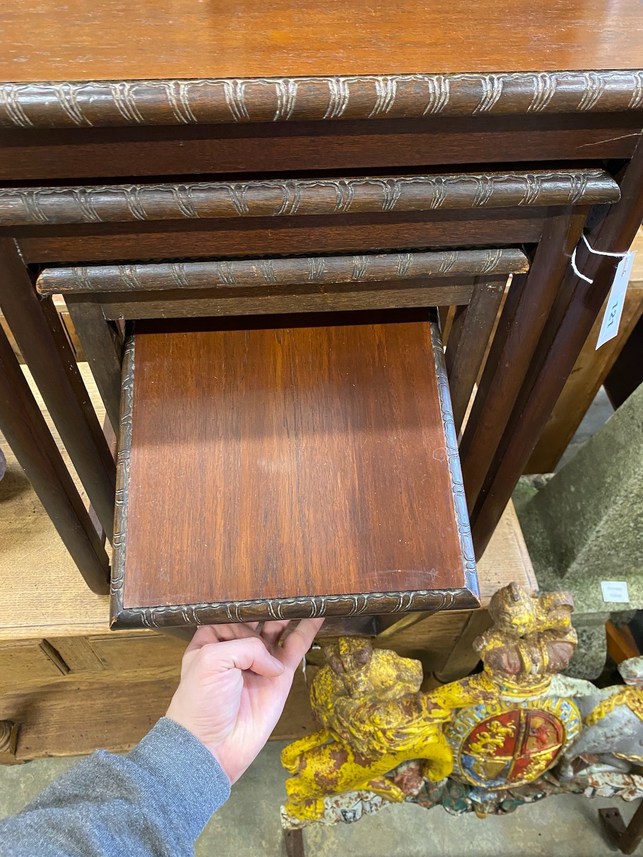 A quartetto of rectangular Chinese hardwood tables, width 52cm, depth 37cm, height 64cm